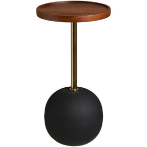 House Nordic Bijzettafel Sirone - Rond Donkerbruin/Zwart Hout - Ø30x56cm