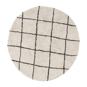 Vloerkleed berber rond - zwart/beige - ø120 cm