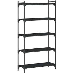 vidaXL - Boekenkast - 5-laags - 80x30x154 - cm - bewerkt - hout - zwart