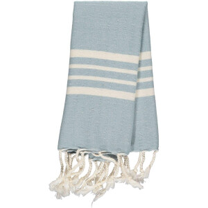 hiPPs Luxe Hamamdoek TRADITIONAL LIGHT BLUE | Saunadoek | Strandlaken | Handdoek | Pareo | Ultra soft katoen | Handloom | Lichtgewicht | Mooie franjes