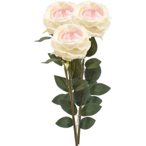 Emerald Kunstbloem roos Joelle - 3x - creme - 65 cm - decoratie bloemen