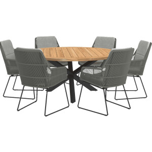 Taste Diningset Valencia Platinum Prado Teak-Anthracite Ø160 cm Platinum