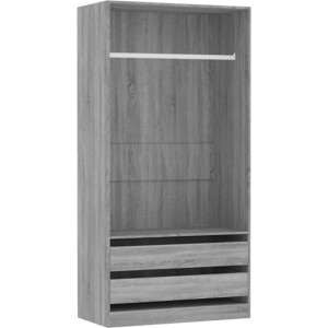vidaXL - Kledingkast - 100x50x200 - cm - bewerkt - hout - grijs - sonoma - eikenkleur