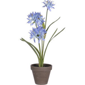 MICA DECORATIONS AGAPANTHUS ARTIFICIAL PLANT IN PLANT POT STAN - H45 X Ø20 CM - BLUE