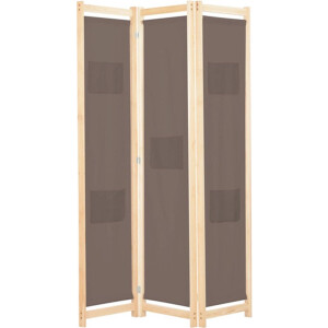 vidaXL - Kamerscherm - met - 3 - panelen - 120x170x4 - cm - stof - bruin