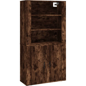 vidaXL - Hoge - kast - bewerkt - hout - gerookt - eikenkleurig