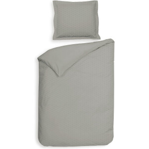 Heckettlane Dekbedovertrek Punto - Bedlinnen met Stippen - 140x220 - Grijs - Dekbedhoes van 100% Katoen-Satijn