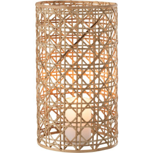 J-Line windlicht Candice - glas/riet - naturel - large