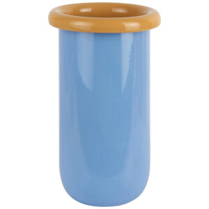 Present Time Vaas Plegado M - Blauw - 14x14x25.3cm - Glas - Modern - Bloemenvaas - Woondecoratie - Decoratieve vaas voor woonkamer of slaapkamer
