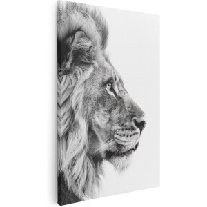 Artaza Canvas Schilderij Zwart Wit Portret van een Leeuw - 60x90 - Muurdecoratie - Foto Op Canvas - Canvas Print