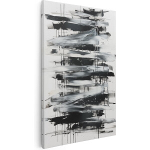 Artaza Canvas Schilderij Zwart Wit Abstract - 20x30 cm - Klein - Wanddecoratie Woonkamer - Schilderijen - Muurdecoratie