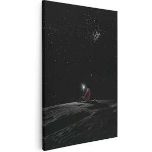 Artaza Canvas Schilderij Man op de Maan - 60x90 cm - Wanddecoratie Woonkamer - Schilderijen - Muurdecoratie