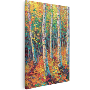 Artaza Canvas Schilderij Berkenbomen in de Herfst - 40x60 cm - Wanddecoratie Woonkamer - Schilderijen - Muurdecoratie