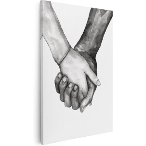 Artaza Canvas Schilderij Liefde - 60x90 cm - Wanddecoratie Hand In Hand - Muurdecoratie Romantiek - Schilderijen Op Canvas