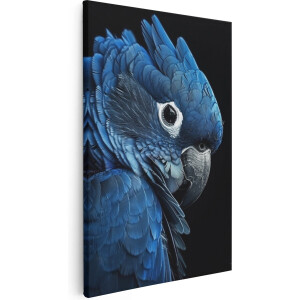 Artaza Canvas Schilderij Blauwe Papegaai op een Zwarte Achtergrond - 40x60 - Wanddecoratie - Foto Op Canvas - Canvas Print