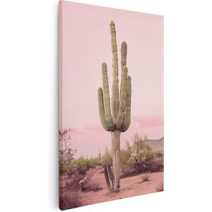 Artaza Canvas Schilderij Cactus - 40x60 cm - Wanddecoratie Woestijn - Muurdecoratie Natuur - Schilderijen Op Canvas