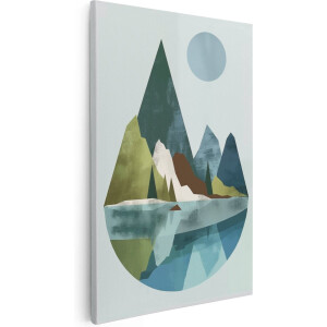 Artaza Canvas Schilderij Bergen Abstract - 40x60 cm - Wanddecoratie Landschap - Muurdecoratie Natuur - Schilderijen Op Canvas