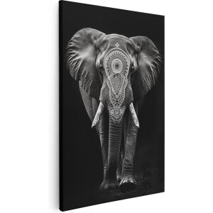 Artaza Canvas Schilderij Olifant in Zwart Wit - Dieren - 40x60 cm - Wanddecoratie Woonkamer - Schilderijen - Muurdecoratie