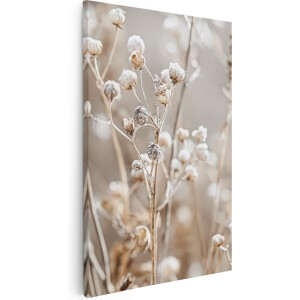 Artaza Canvas Schilderij Gedroogde Bloemen in een Veld - Bloemen - 20x30 cm - Klein - Wanddecoratie Woonkamer - Schilderijen - Muurdecoratie