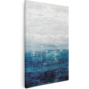 Artaza Canvas Schilderij Blauwe en Witte Oceaan - 40x60 cm - Wanddecoratie Woonkamer - Schilderijen - Muurdecoratie