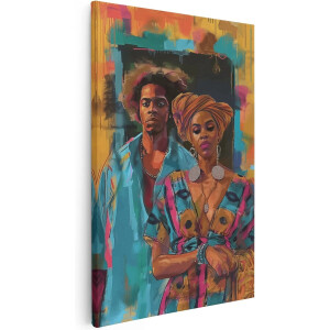 Artaza Canvas Schilderij Man en een Vrouw Naast Elkaar - 20x30 cm - Klein - Wanddecoratie Woonkamer - Schilderijen - Muurdecoratie