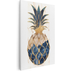 Artaza Canvas Schilderij Afbeelding van een Ananas op een Marmeren Achtergrond - 60x90 - Muurdecoratie - Foto Op Canvas - Canvas Print