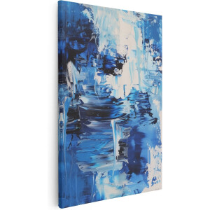 Artaza Canvas Schilderij Abstract - 60x90 cm - Wanddecoratie Blauw - Muurdecoratie Abstracte Kunst - Schilderijen Op Canvas