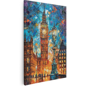 Artaza Canvas Schilderij Big Ben in Londen bij Nacht - 40x60 cm - Wanddecoratie Woonkamer - Schilderijen - Muurdecoratie