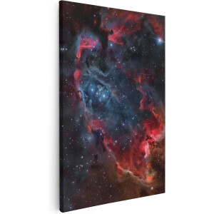 Artaza Canvas Schilderij Rode en Blauwe Nevel - 40x60 cm - Wanddecoratie Woonkamer - Schilderijen - Muurdecoratie