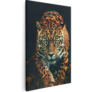 Artaza Canvas Schilderij De Afbeelding is van een Jaguar die in het Donker loopt - 20x30 - Klein - Foto Op Canvas - Canvas Print