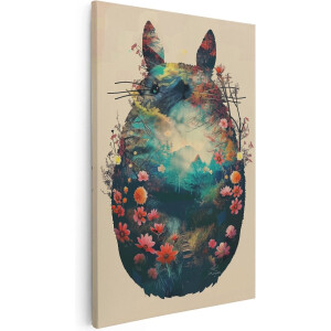 Artaza Canvas Schilderij Totoro - 60x90 cm - Wanddecoratie Woonkamer - Schilderijen - Muurdecoratie