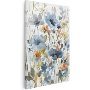 Artaza Canvas Schilderij Bloemen Aquarelleren - 20x30 cm - Klein - Muurdecoratie Bloemen - Wanddecoratie Woonkamer - Kamer Accessoires