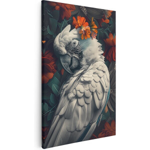 Artaza Canvas Schilderij Kaketoe - 20x30 cm - Klein - Muurdecoratie Bloemen - Wanddecoratie Vogels - Kamer Accessoires