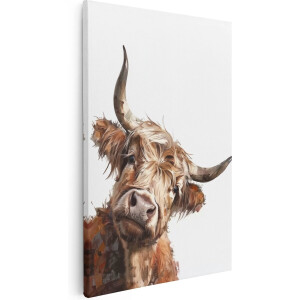 Artaza Canvas Schilderij Schotse Hooglander - 40x60 cm - Wanddecoratie Dieren - Muurdecoratie Schilderij Hooglander - Kamer Accessoires