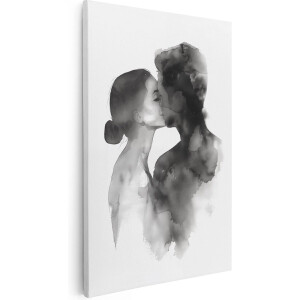Artaza Canvas Schilderij Man en Vrouw Kussen - 40x60 cm - Wanddecoratie Woonkamer - Schilderijen - Muurdecoratie