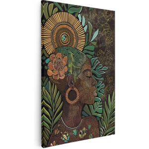 Artaza Canvas Schilderij Afrikaanse Vrouw met een Bloem in haar Haar - 60x90 - Muurdecoratie - Foto Op Canvas - Canvas Print