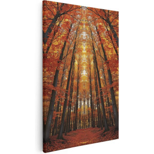 Artaza Canvas Schilderij Bos van Bomen in de Herfst - 60x90 - Muurdecoratie - Foto Op Canvas - Canvas Print