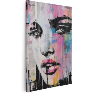 Artaza Canvas Schilderij Vrouw Abstract - 80x120 cm - Groot - Wanddecoratie Pop Art - Muurdecoratie Kleurrijk - Schilderijen Op Canvas
