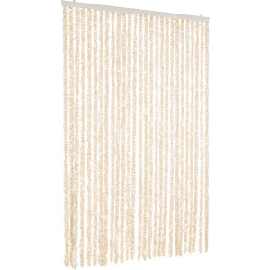 vidaXL - Vliegengordijn - 118x220 - cm - chenille - beige - en - wit