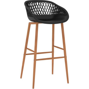 vidaXL Barstoelen 4 stuks - Zwart met Houtlook Barstoelen - Barkrukken - Design Meubels - Kunststof <a title="stoelen" href="https://furn.nl/stoelen">stoelen</a> - Zwarte <a title="stoelen" href="https://furn.nl/stoelen">stoelen</a>