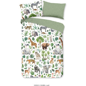 Good Morning Ledikant babydekbedovertrek "Afrikaanse dieren / big five" - Multi - (100x135 cm) - Katoen