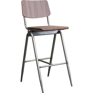 LABEL51 Solid Barkruk - Bruin - Hout - Hoog