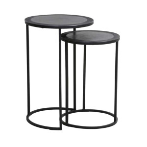 Light & Living Bijzettafel 'Talca' Set van 2 stuks, 35/40cm, kleur Antiek Lood