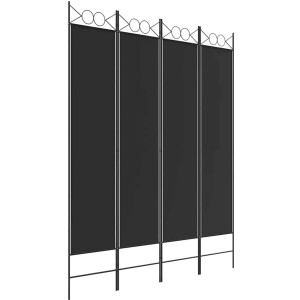 vidaXL - Kamerscherm - met - 4 - panelen - 160x200 - cm - stof - zwart