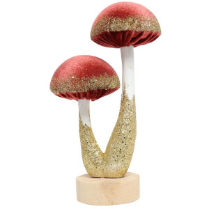 Ornament paddenstoelen roze 10x6x18cm