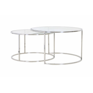 Light & Living Salontafel 'Duarte' Set van 2 stuks, nikkel+glas