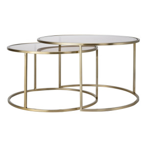 Light & Living Salontafel 'Duarte' Set van 2 stuks, kleur Goud/Lichtbruin