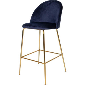 Artichok Aniek barkruk velvet blauw - gouden onderstel - 77 cm