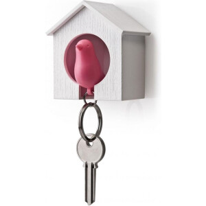Sleutelhanger vogelhuisje roze - Qualy