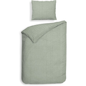 Heckettlane Dekbedovertrek Spina - Effen Bedlinnen - 140x220 - Groen - Dekbedhoes van 100% Katoen-Flanel